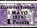 Spain - 1938 - Quijote - 1P + 15 CTS - Violet - Spain, Quijote - Edifil 762 - Labour Day - 0